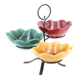 Ceramic aperitif cups, metal tripod display