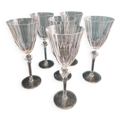 Coffret de 6 verres à vin français, Cristal d'Arques, modèle Diamantis