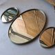 Vintage triptych mirror from a 1950s dressing table in nickel-plated silver.