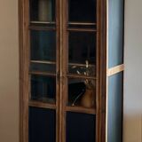 Parisian dresser cabinet in raw oak and matt black art deco