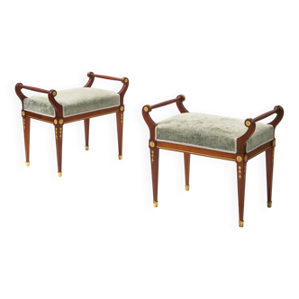 Ottomans antiques de style Empire, années 1890, lot de 2