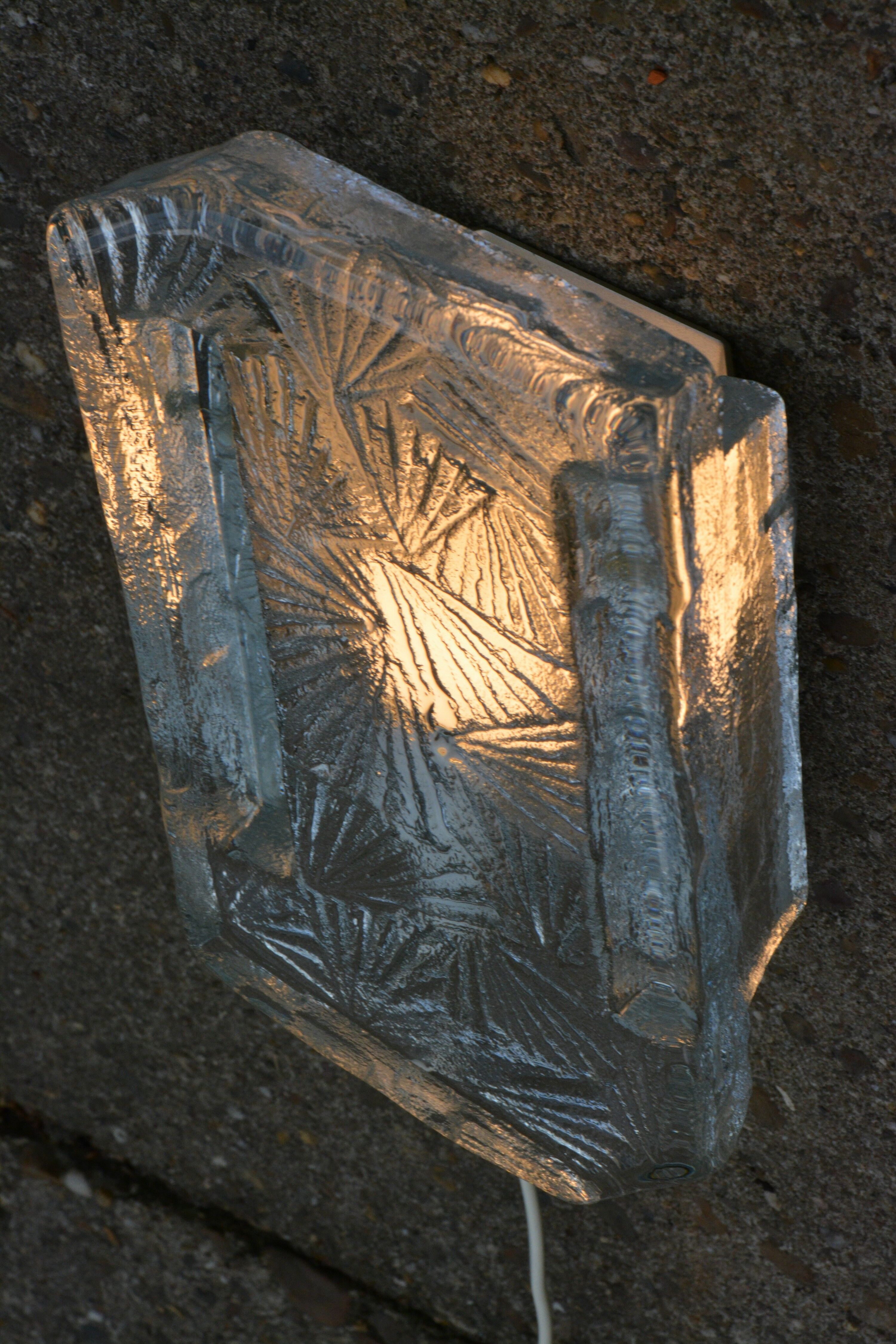 Pair of wall lamps ice glass, NAFA