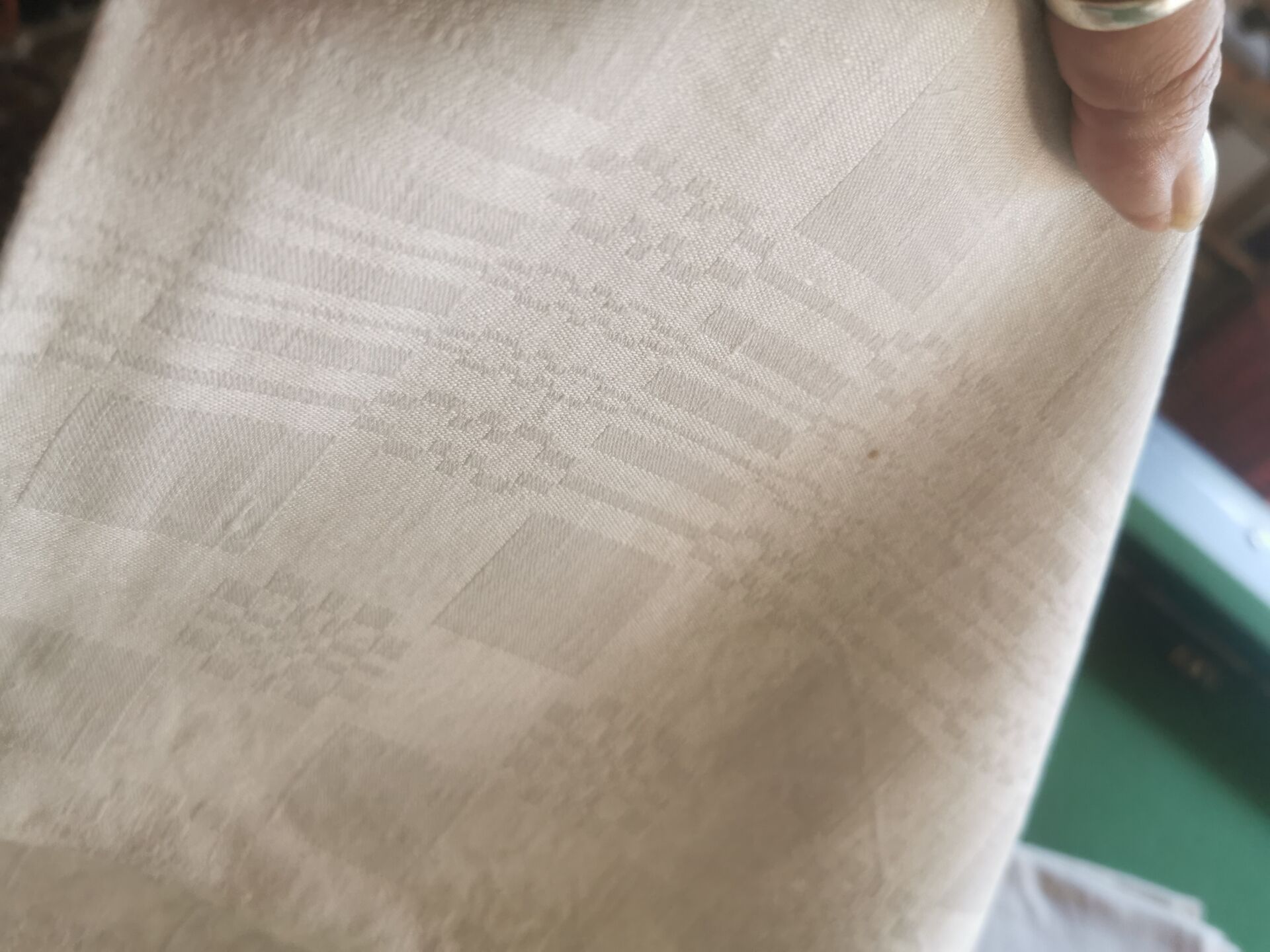 6 old damask linen napkins with a monogram