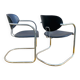 Pair of Effezeta chairs, tubular structure, chrome and black skai