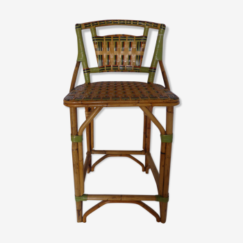Braided wicker bar stool