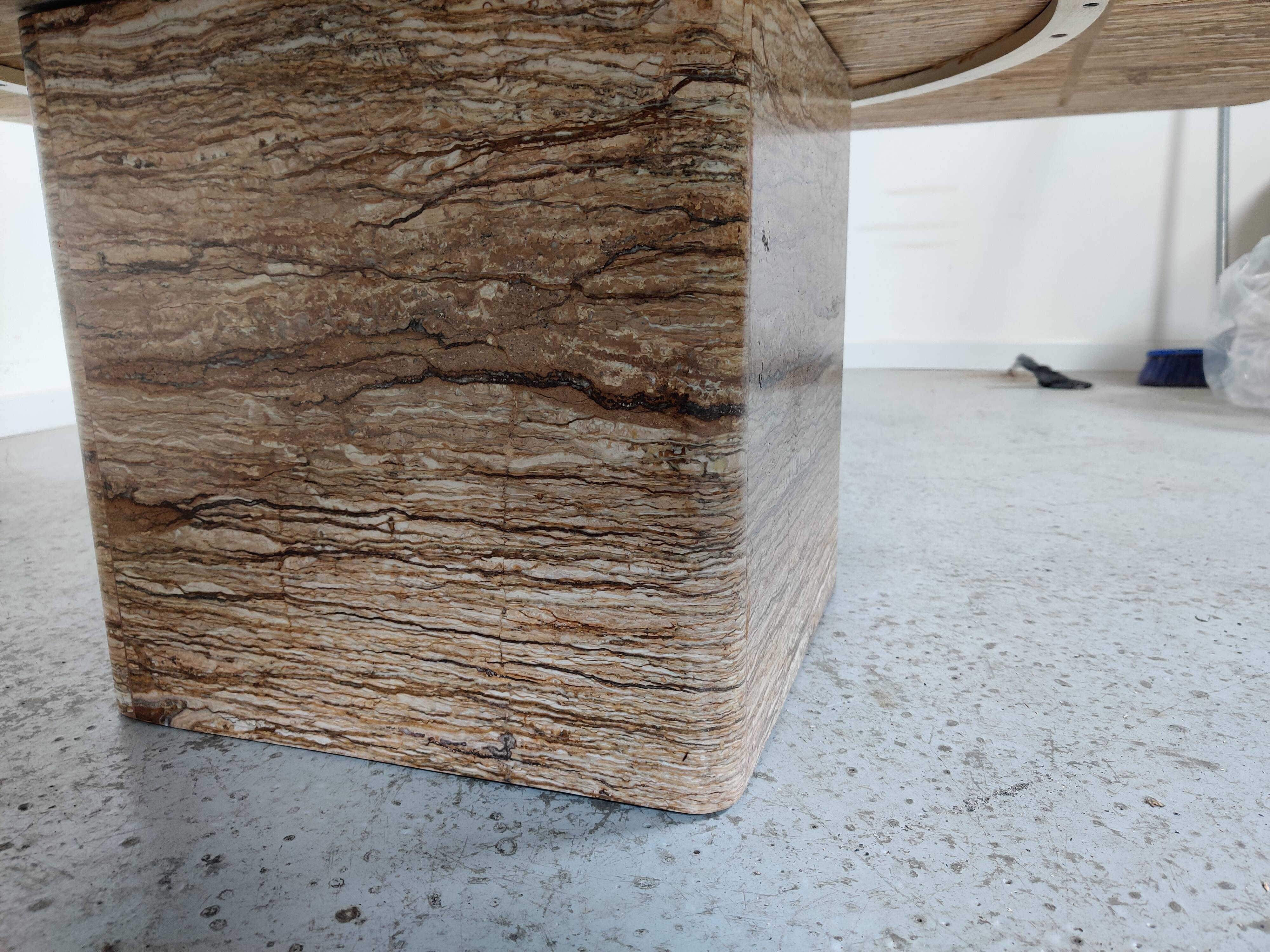 Vintage Italian travertine coffee table, 70s