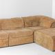 Modular 7-piece beige Italian sofa in soft velvet, 1970s