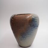 Blue and brown stoneware vase