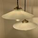 Pair of suspensions bistrot 1920 opaline indus