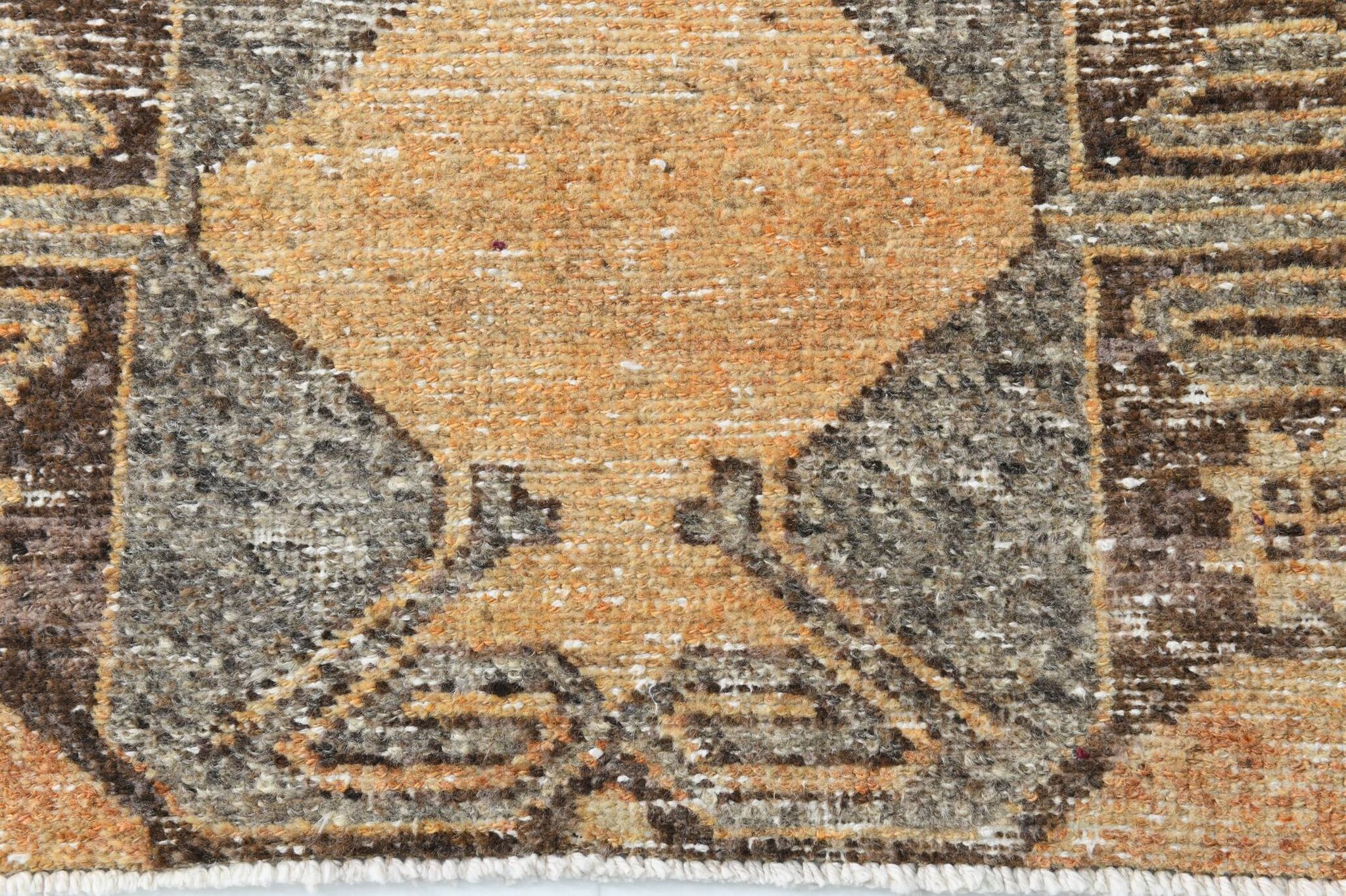 3x11 Mustard Brown Oriental Vintage Runner Rug, 85x329Cm