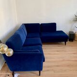 Canapé d’angle sits velours bleu