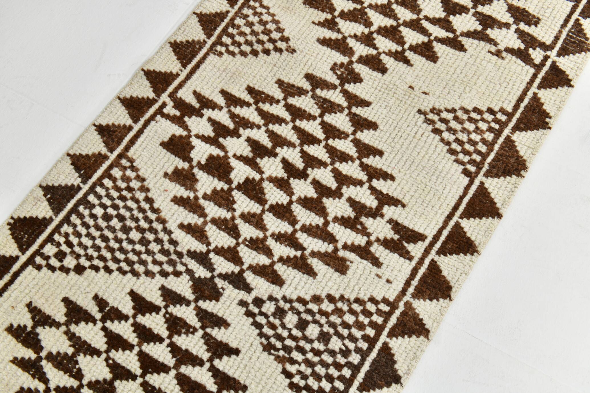 3x10 Brown Cream Kilim Runner Rug 82x320Cm
