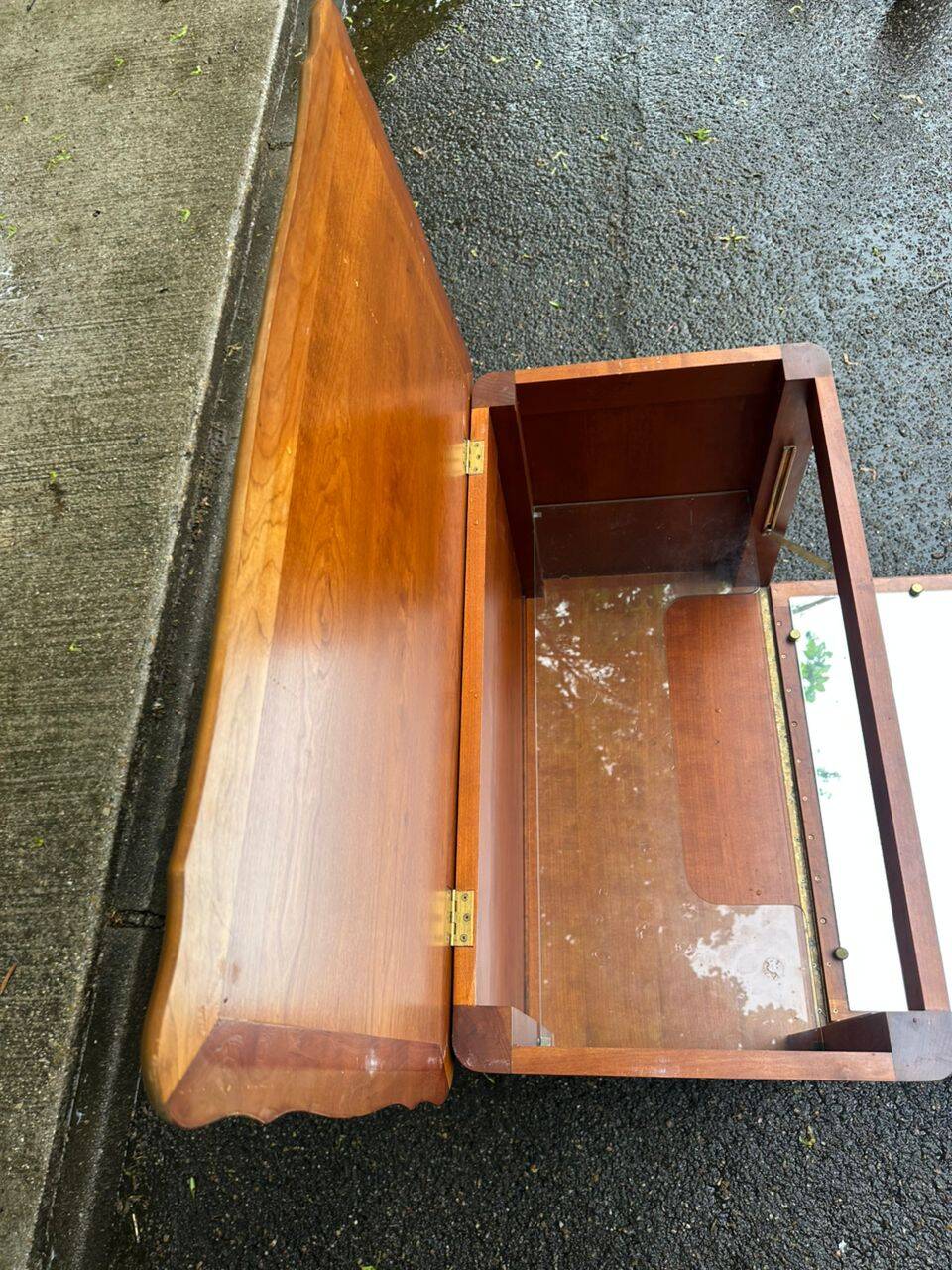 Louis XV buffet TV bar with mirror in solid wood
