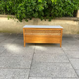 wooden and rattan chest