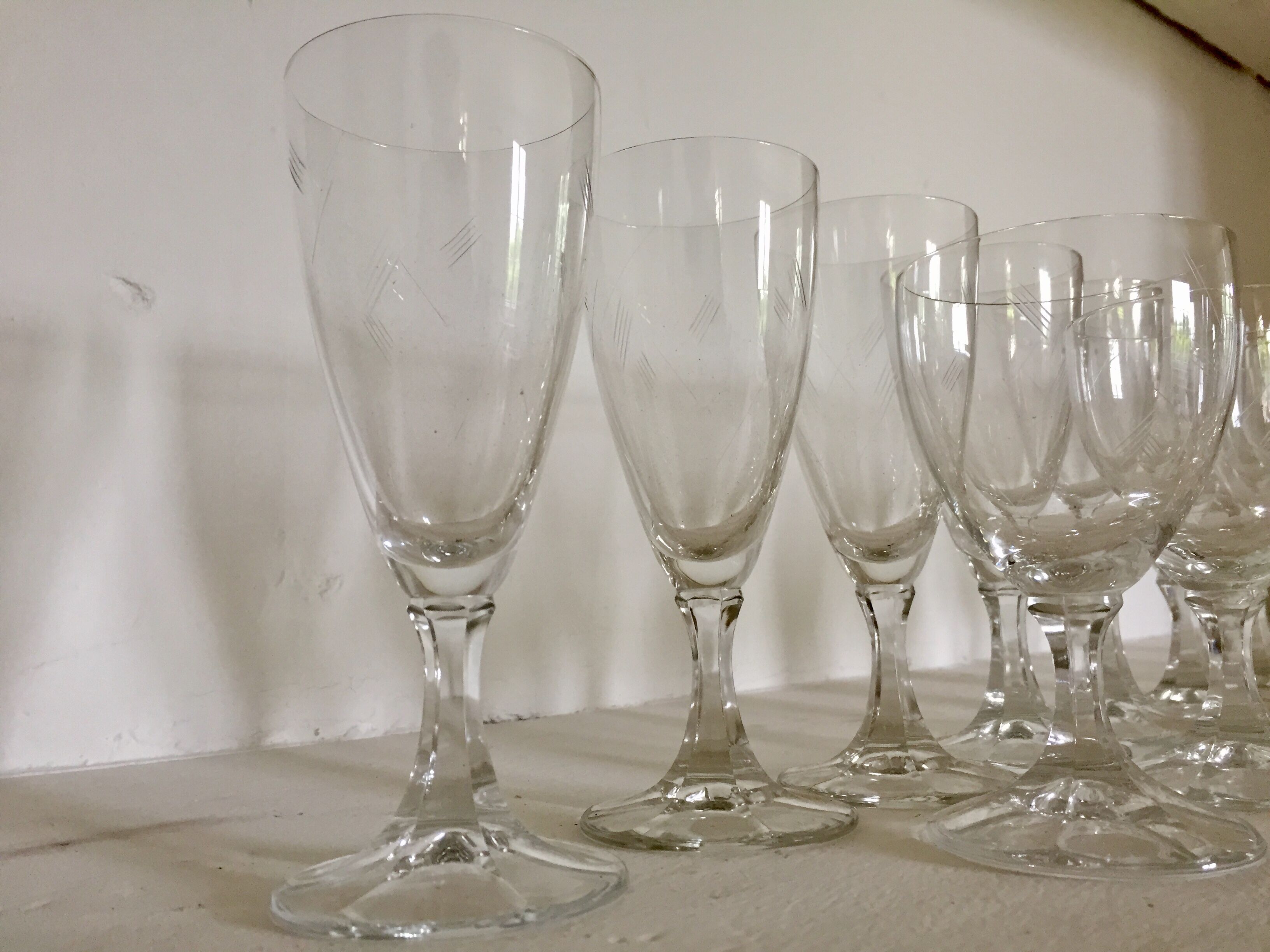 Set of crystal glasses from the 60s