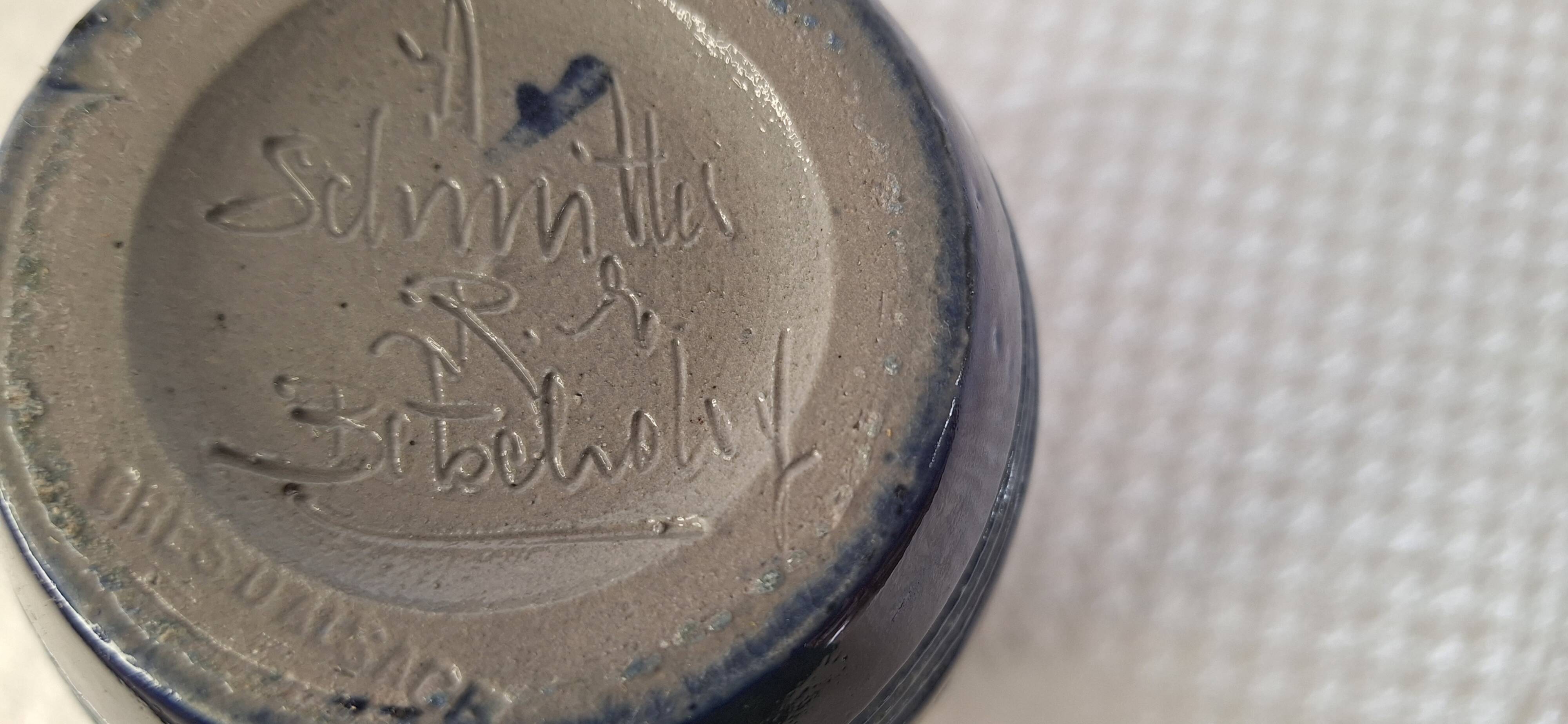 Genuine Alsace stoneware mug signed