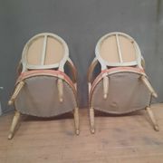 Pair of Louis XVI style medallion armchairs