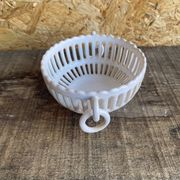 Coupe vide poche empire malicorne céramique blanche ajourée vintage #d