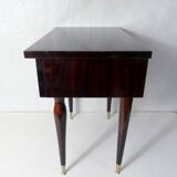 bedside table in lacquered wood and brass
