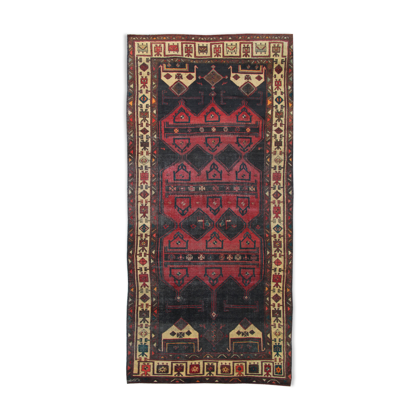 Traditional tribal wool runner rug long handwoven oriental carpet 155x320cm