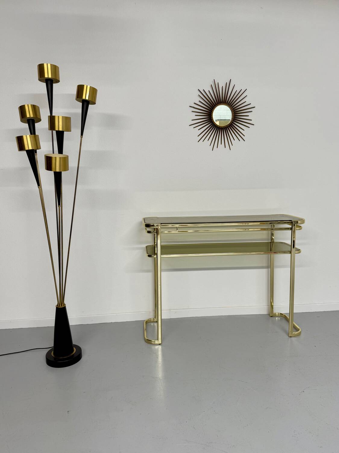 Antique gilt brass console table by Italian designer Milo Baughman for More
