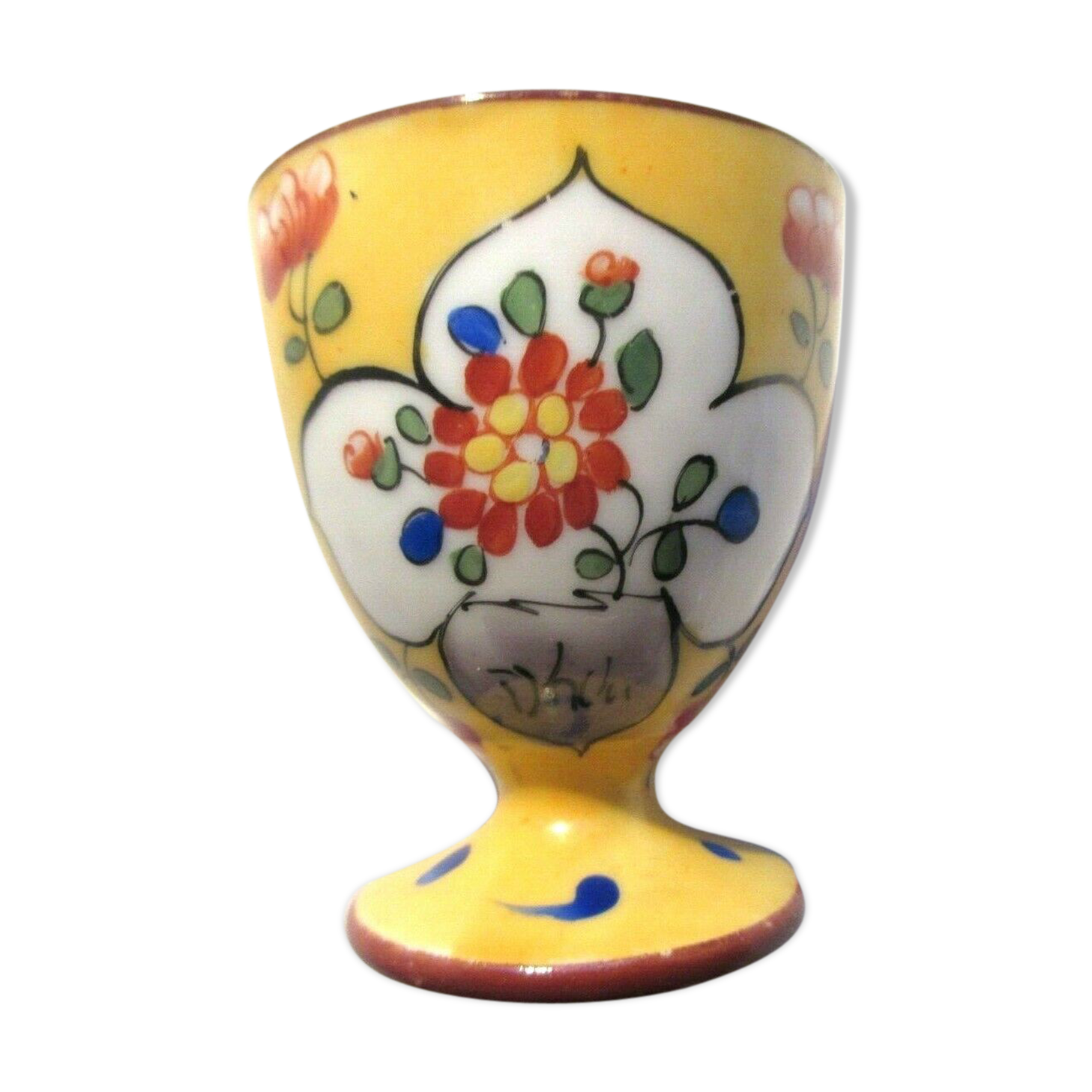 Art deco shell, fine mustard porcelain floral signed limoges