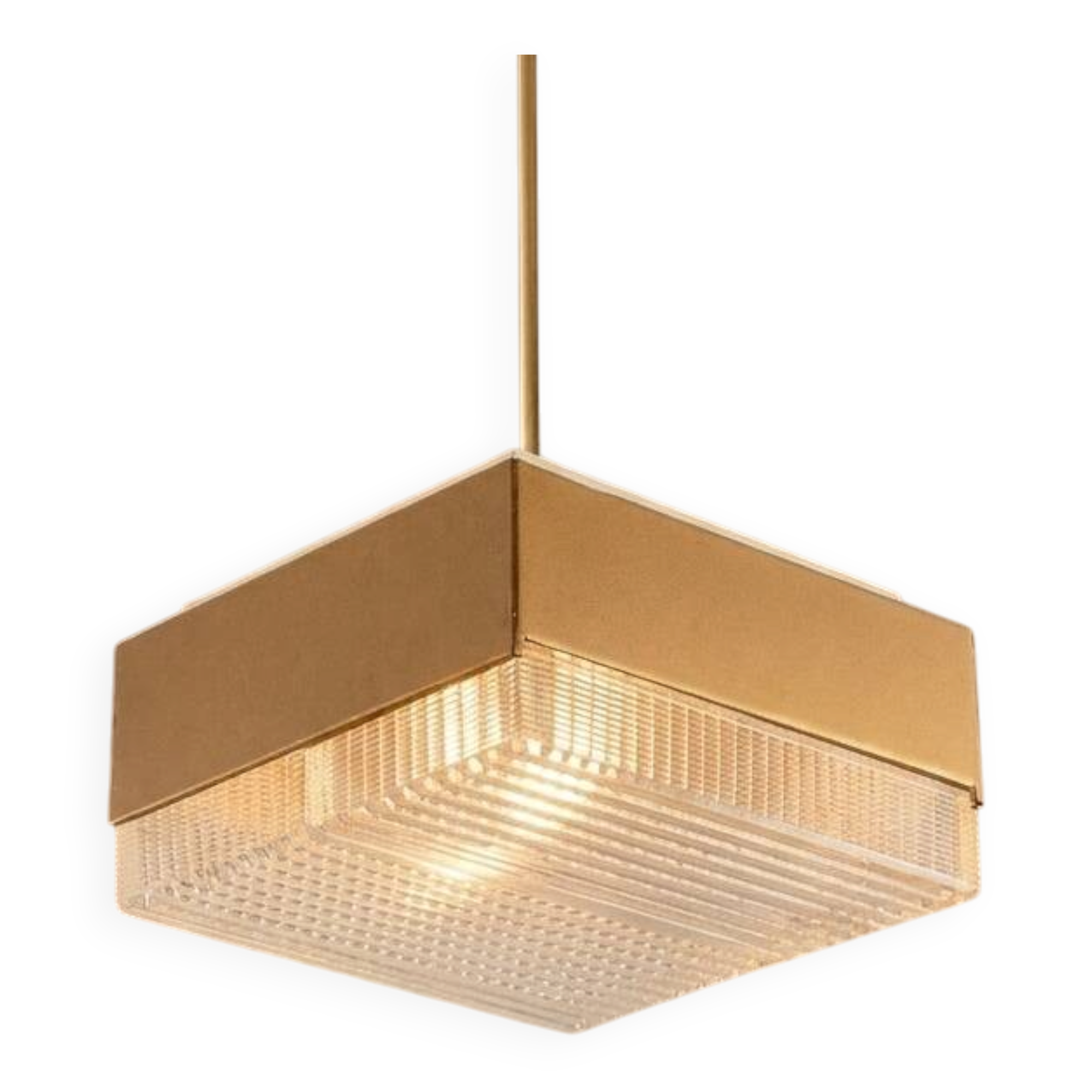 Pendant Light in Glass and Metal, 1970s Czechoslovakia, Vintage Mid-Century Ceiling Lamp Fixture