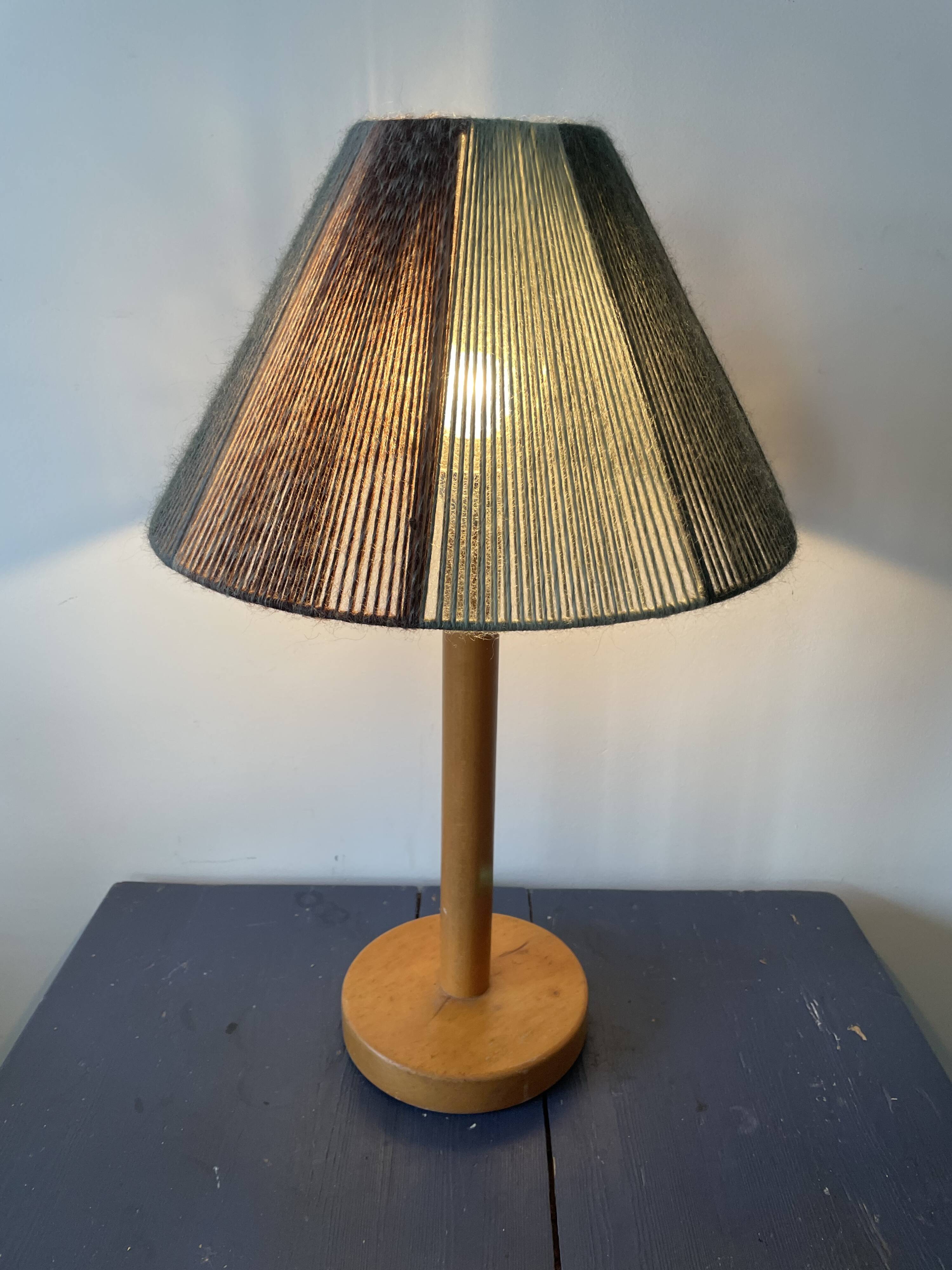 Vintage blond wooden lamp