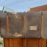Old wooden travel trunk