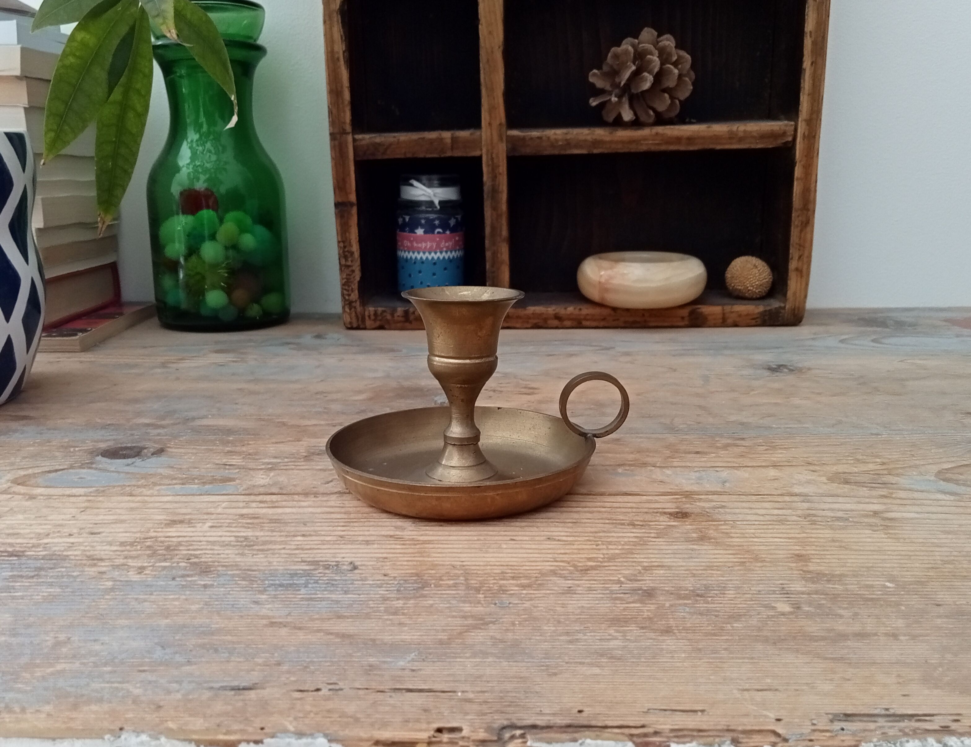 Vintage brass hand candle holder