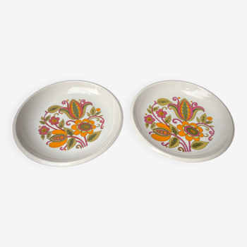 Deux assiettes vintage Boch  modèle Bali