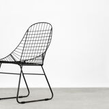Original Vintage Scandinavian Mid-Century Modern Minimalist Black Wire Prototype Chair, 1960s, Set o