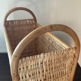 Porte revues vintage en rotin et osier