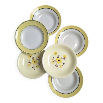 Assiettes creuses jaunes vintage