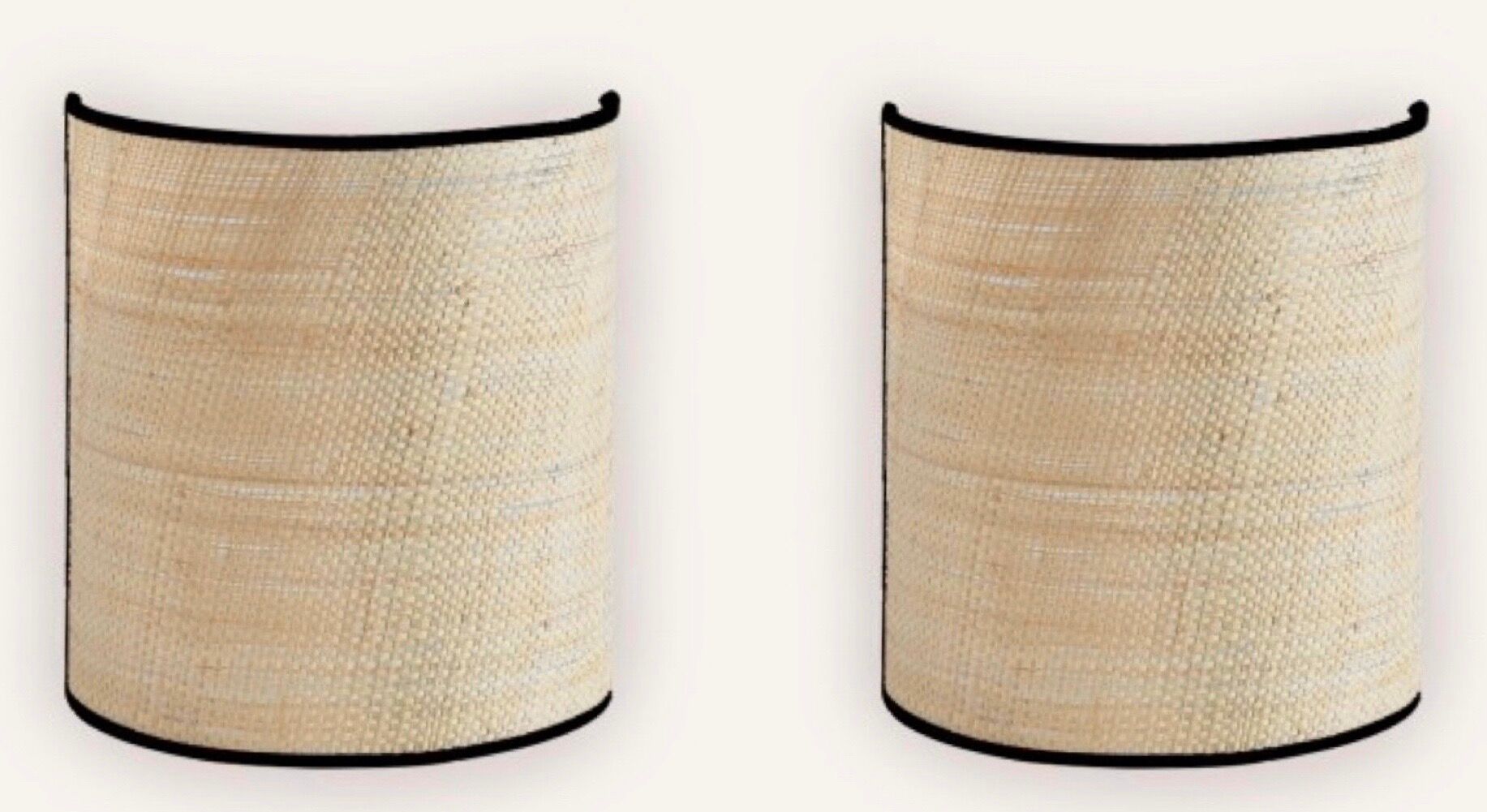 Two raffia and cotton wall lamps