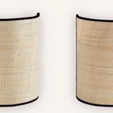 Deux appliques en raphia et coton