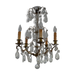 lustre en bronze et cristal
