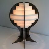 Modernist lamp in plexiglass and white plastic strips