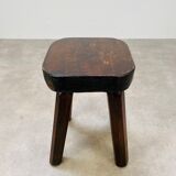 Brutalist chalet-style stool in solid wood