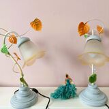 Table lamps with tulip-shaped lampshades, set of 2
