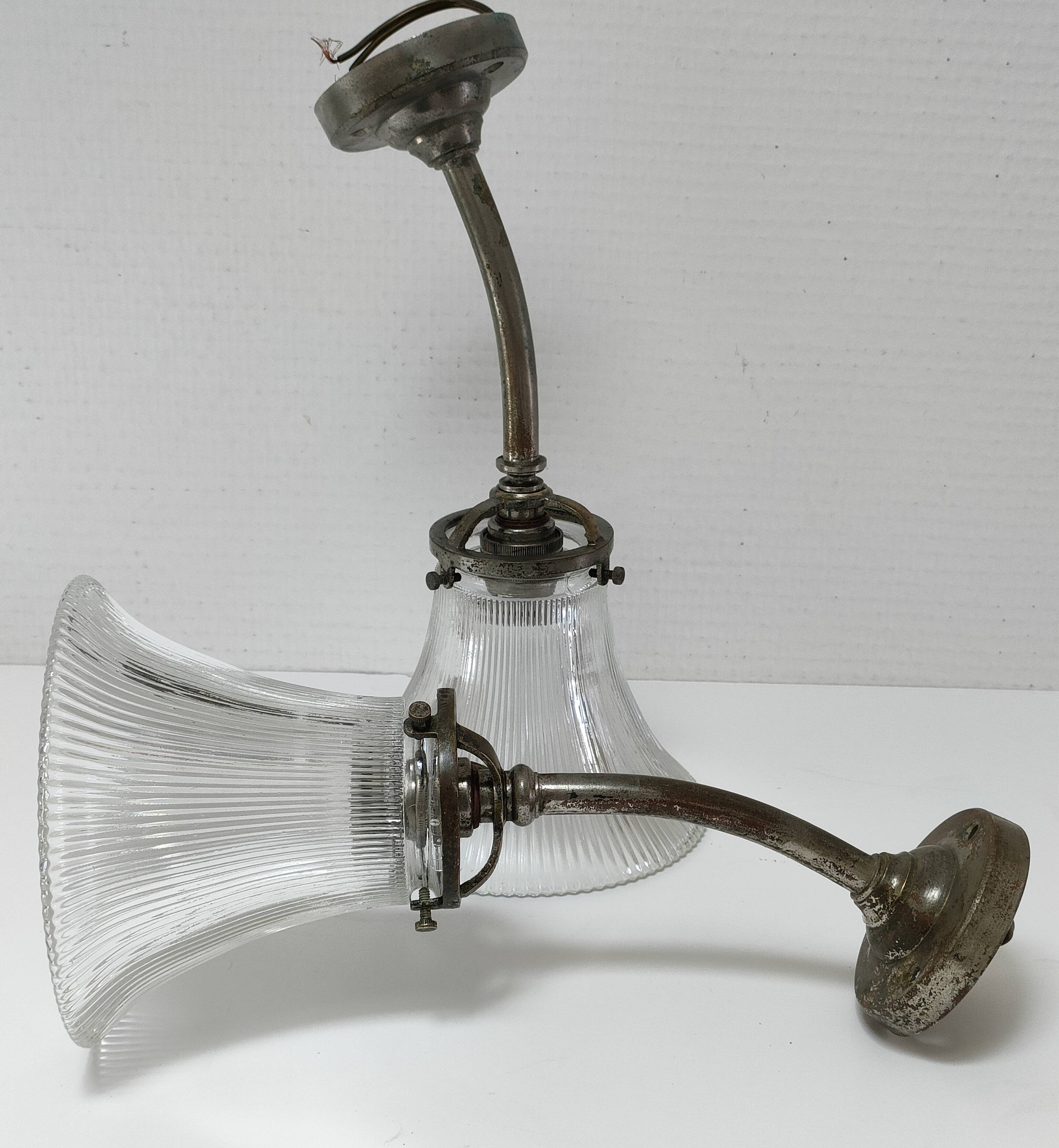 Pair of bronze and glass sconces  1900