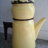 Cafetière en émail jaune vintage