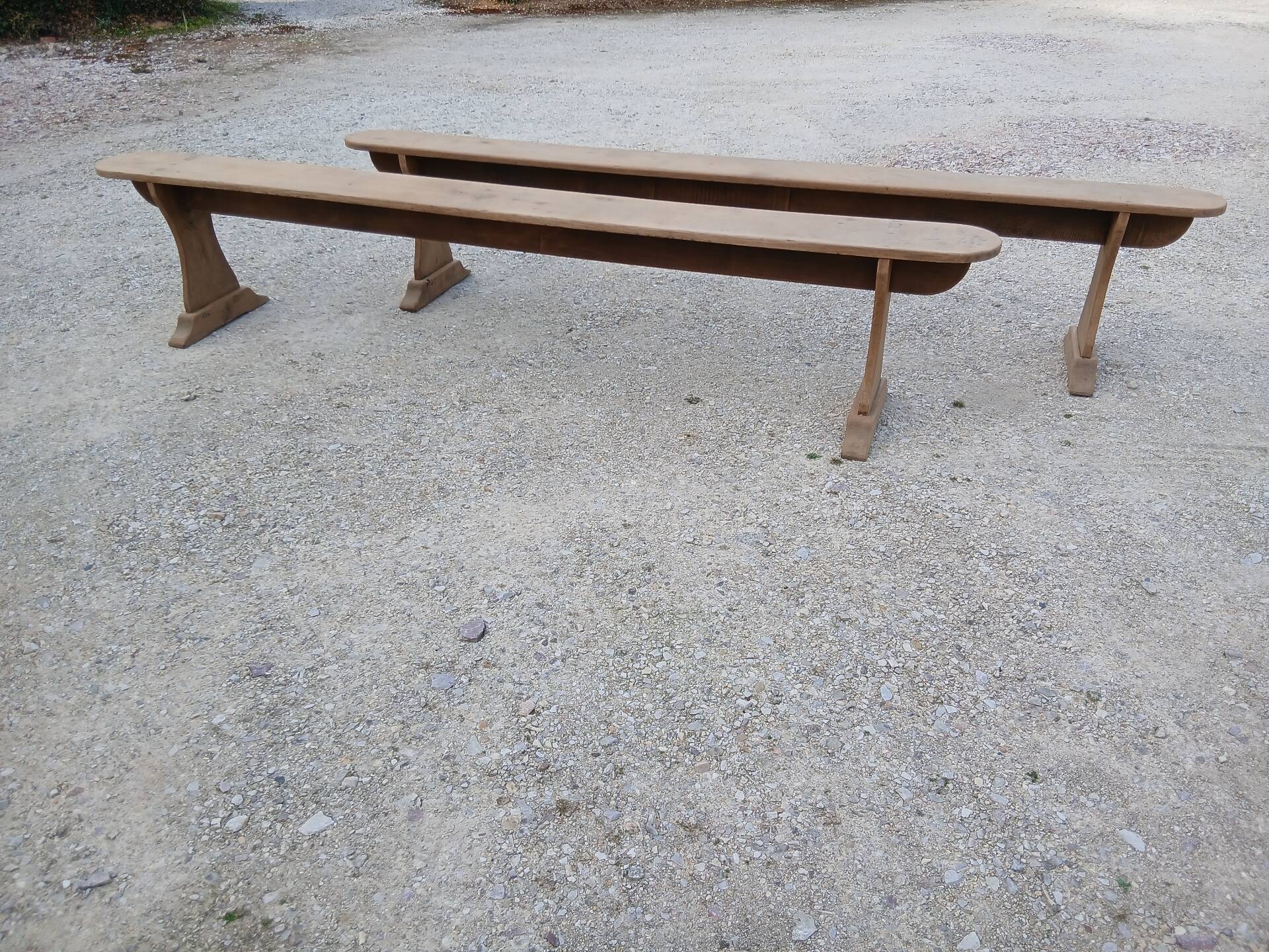 Pair of oak benches 250cm