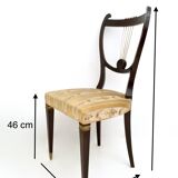 Set of Six Vintage Beech and Brass Dining Chairs with Goldenrod Fabric