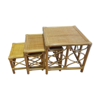 Table gigogne in rattan and bamboo