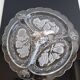 Art Deco Pressed Glass Divided Serving Dish with Alpaca Handle, 1930