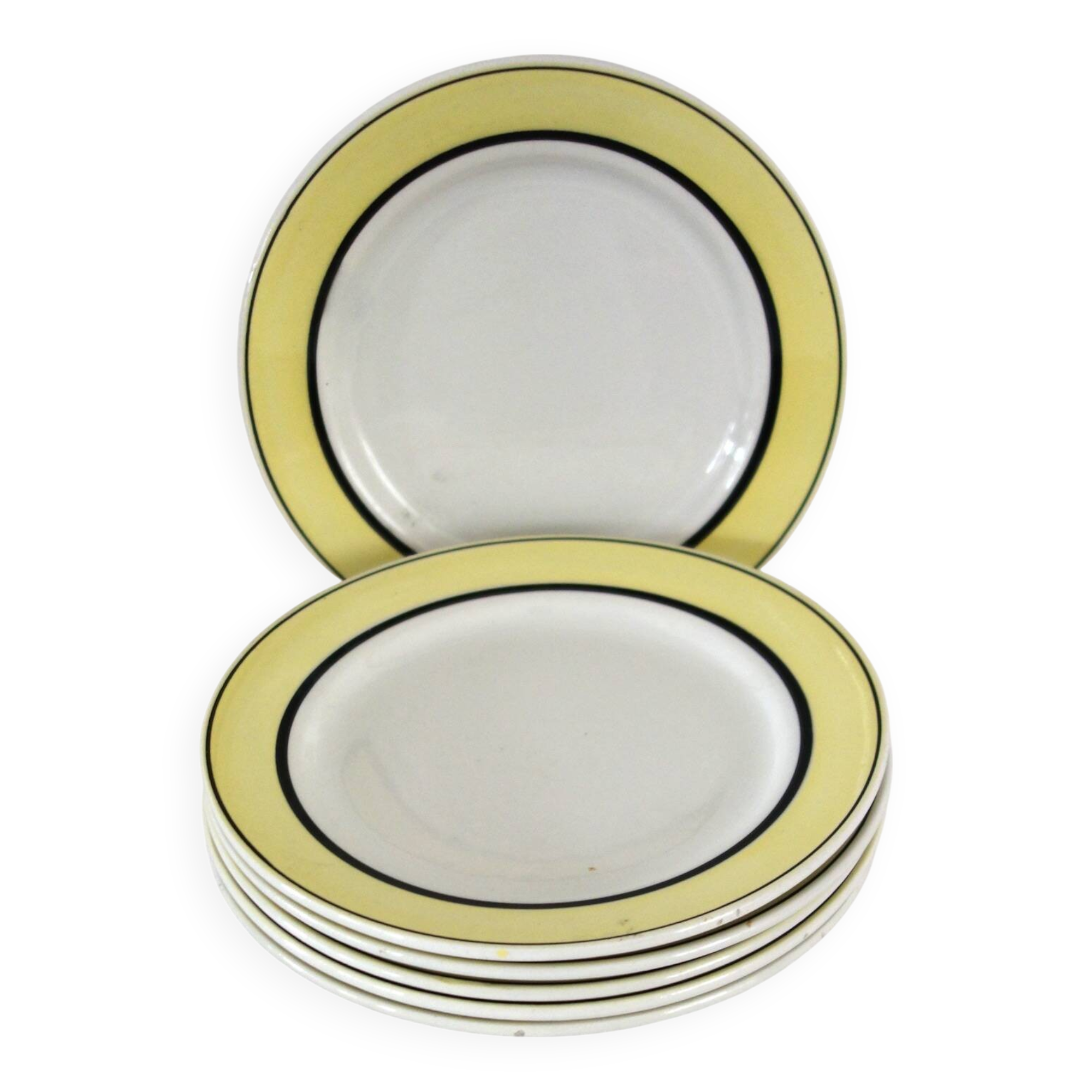 6 vintage Badonviller earthenware dessert plates