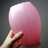 Small twisted pink opaline glass vase, Venetian Murano/Empoli vintage.