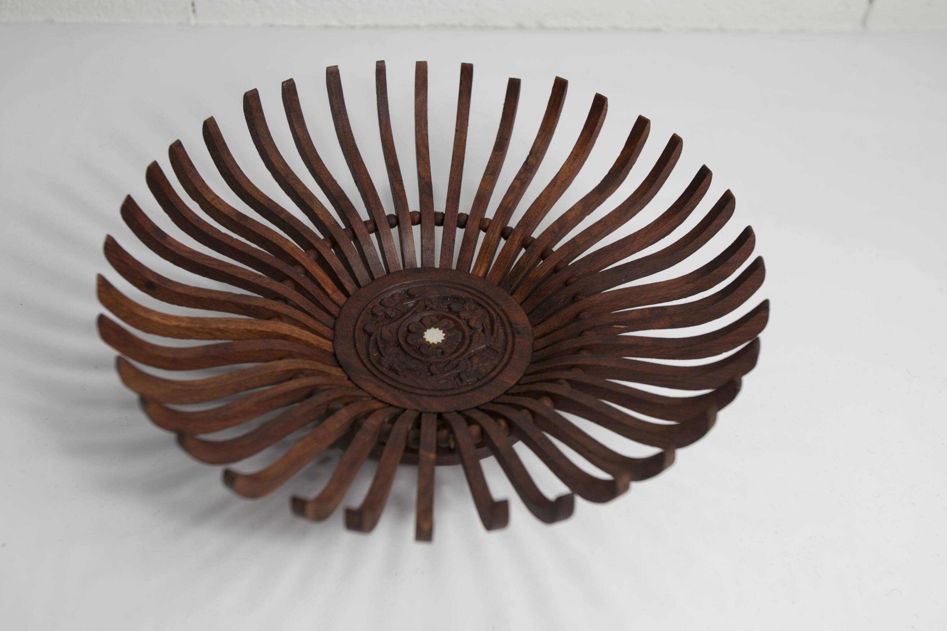 Handcrafted fruit dish 1960 solid wood unique piece