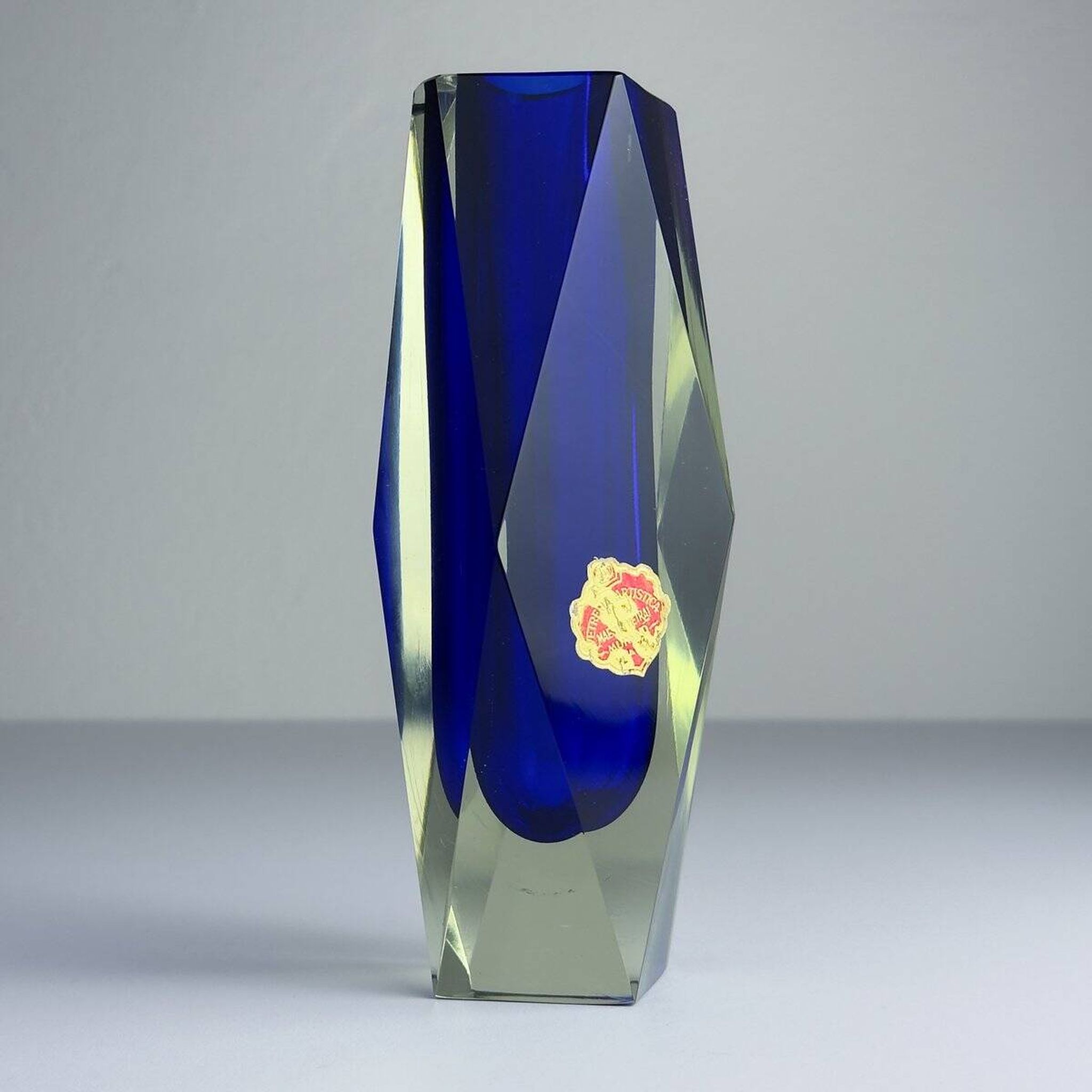Murano Blue Sommerso Vase, Vintage, Italy, 1970s